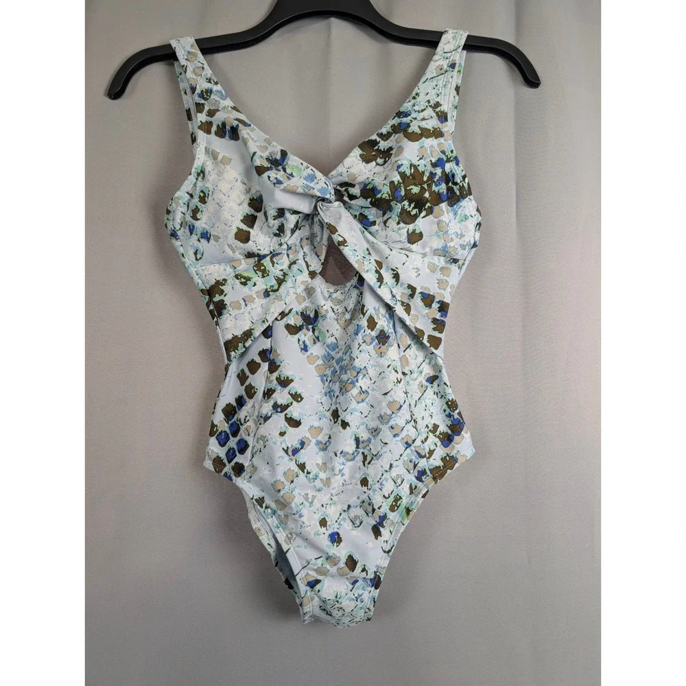 DKNY One Piece Swimsuit‎ Womens SZ 6 Blue Abstract Snakeskin Excellent